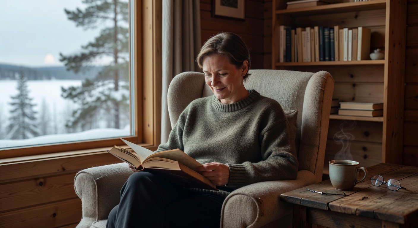Person reading a book with coffee